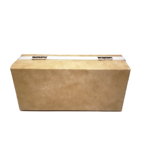 Vintage Tan Vinyl 12 Cassette Tape Rigid Carrying Case Handle Metal Clasp - Picture 7 of 7